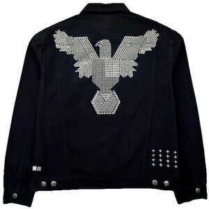 Ksubi Oh G Replica Eagle Denim Jacket Men’s S Black Studded Streetwear $340 MSRP